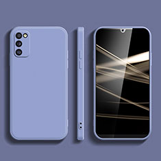 Silikon Hülle Handyhülle Ultra Dünn Flexible Schutzhülle 360 Grad Ganzkörper Tasche für Samsung Galaxy A02s Lavendel Grau