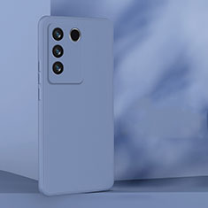 Silikon Hülle Handyhülle Ultra Dünn Flexible Schutzhülle 360 Grad Ganzkörper Tasche für Vivo V27 5G Lavendel Grau