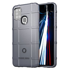 Silikon Hülle Handyhülle Ultra Dünn Flexible Schutzhülle 360 Grad Ganzkörper Tasche J01S für Samsung Galaxy A21s Grau