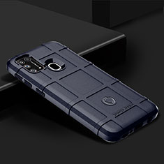 Silikon Hülle Handyhülle Ultra Dünn Flexible Schutzhülle 360 Grad Ganzkörper Tasche J01S für Samsung Galaxy M21s Blau