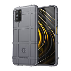 Silikon Hülle Handyhülle Ultra Dünn Flexible Schutzhülle 360 Grad Ganzkörper Tasche J01S für Xiaomi Poco M3 Grau