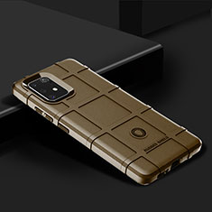 Silikon Hülle Handyhülle Ultra Dünn Flexible Schutzhülle 360 Grad Ganzkörper Tasche J02S für Samsung Galaxy A91 Braun