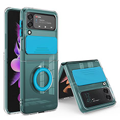 Silikon Hülle Handyhülle Ultra Dünn Flexible Schutzhülle 360 Grad Ganzkörper Tasche MJ1 für Samsung Galaxy Z Flip4 5G Blau