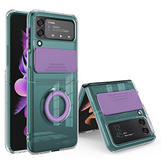 Silikon Hülle Handyhülle Ultra Dünn Flexible Schutzhülle 360 Grad Ganzkörper Tasche MJ1 für Samsung Galaxy Z Flip4 5G Helles Lila