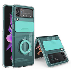Silikon Hülle Handyhülle Ultra Dünn Flexible Schutzhülle 360 Grad Ganzkörper Tasche MJ1 für Samsung Galaxy Z Flip4 5G Minzgrün