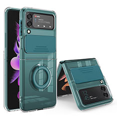 Silikon Hülle Handyhülle Ultra Dünn Flexible Schutzhülle 360 Grad Ganzkörper Tasche MJ1 für Samsung Galaxy Z Flip4 5G Nachtgrün
