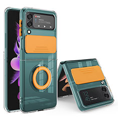 Silikon Hülle Handyhülle Ultra Dünn Flexible Schutzhülle 360 Grad Ganzkörper Tasche MJ1 für Samsung Galaxy Z Flip4 5G Orange