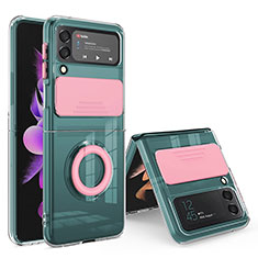 Silikon Hülle Handyhülle Ultra Dünn Flexible Schutzhülle 360 Grad Ganzkörper Tasche MJ1 für Samsung Galaxy Z Flip4 5G Rosa