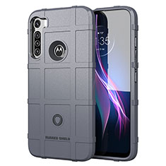 Silikon Hülle Handyhülle Ultra Dünn Flexible Schutzhülle 360 Grad Ganzkörper Tasche S01 für Motorola Moto One Fusion Plus Grau