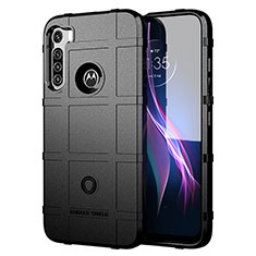 Silikon Hülle Handyhülle Ultra Dünn Flexible Schutzhülle 360 Grad Ganzkörper Tasche S01 für Motorola Moto One Fusion Plus Schwarz