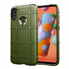 Silikon Hülle Handyhülle Ultra Dünn Flexible Schutzhülle 360 Grad Ganzkörper Tasche S01 für Samsung Galaxy A11 Armee-Grün