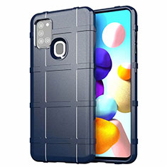 Silikon Hülle Handyhülle Ultra Dünn Flexible Schutzhülle 360 Grad Ganzkörper Tasche S01 für Samsung Galaxy A21s Blau