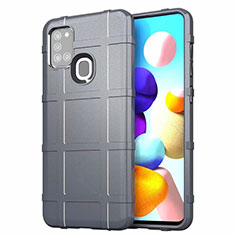Silikon Hülle Handyhülle Ultra Dünn Flexible Schutzhülle 360 Grad Ganzkörper Tasche S01 für Samsung Galaxy A21s Grau