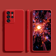 Silikon Hülle Handyhülle Ultra Dünn Flexible Schutzhülle 360 Grad Ganzkörper Tasche S01 für Samsung Galaxy S21 Ultra 5G Rot