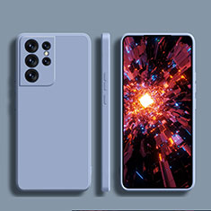 Silikon Hülle Handyhülle Ultra Dünn Flexible Schutzhülle 360 Grad Ganzkörper Tasche S01 für Samsung Galaxy S22 Ultra 5G Lavendel Grau