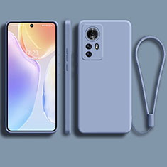 Silikon Hülle Handyhülle Ultra Dünn Flexible Schutzhülle 360 Grad Ganzkörper Tasche S01 für Xiaomi Mi 12 5G Lavendel Grau