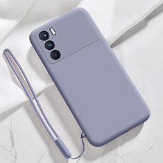 Silikon Hülle Handyhülle Ultra Dünn Flexible Schutzhülle 360 Grad Ganzkörper Tasche S02 für Oppo K9 Pro 5G Lavendel Grau