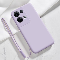 Silikon Hülle Handyhülle Ultra Dünn Flexible Schutzhülle 360 Grad Ganzkörper Tasche S02 für Oppo Reno8 Pro 5G Helles Lila