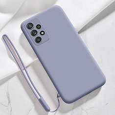 Silikon Hülle Handyhülle Ultra Dünn Flexible Schutzhülle 360 Grad Ganzkörper Tasche S02 für Samsung Galaxy M32 5G Lavendel Grau