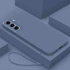Silikon Hülle Handyhülle Ultra Dünn Flexible Schutzhülle 360 Grad Ganzkörper Tasche S02 für Samsung Galaxy S21 5G Lavendel Grau