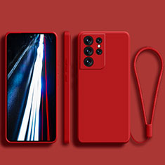 Silikon Hülle Handyhülle Ultra Dünn Flexible Schutzhülle 360 Grad Ganzkörper Tasche S02 für Samsung Galaxy S21 Ultra 5G Rot