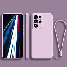 Silikon Hülle Handyhülle Ultra Dünn Flexible Schutzhülle 360 Grad Ganzkörper Tasche S02 für Samsung Galaxy S21 Ultra 5G Violett
