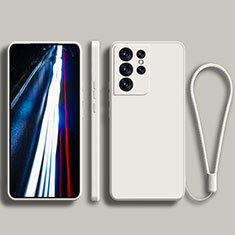 Silikon Hülle Handyhülle Ultra Dünn Flexible Schutzhülle 360 Grad Ganzkörper Tasche S02 für Samsung Galaxy S21 Ultra 5G Weiß