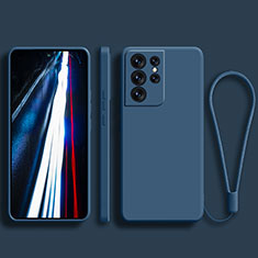 Silikon Hülle Handyhülle Ultra Dünn Flexible Schutzhülle 360 Grad Ganzkörper Tasche S02 für Samsung Galaxy S22 Ultra 5G Blau
