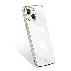 Silikon Hülle Handyhülle Ultra Dünn Flexible Schutzhülle 360 Grad Ganzkörper Tasche S03 für Apple iPhone 14 Plus Weiß