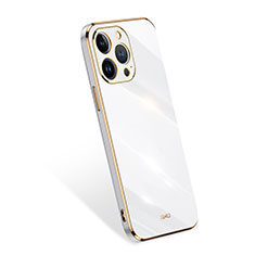 Silikon Hülle Handyhülle Ultra Dünn Flexible Schutzhülle 360 Grad Ganzkörper Tasche S03 für Apple iPhone 14 Pro Weiß