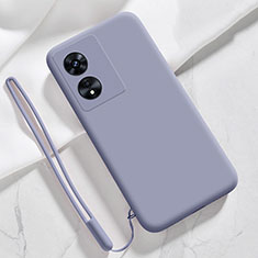 Silikon Hülle Handyhülle Ultra Dünn Flexible Schutzhülle 360 Grad Ganzkörper Tasche S03 für Oppo A78 5G Lavendel Grau