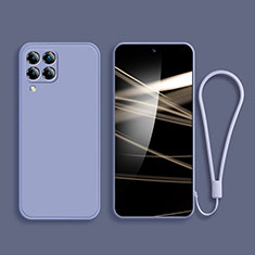 Silikon Hülle Handyhülle Ultra Dünn Flexible Schutzhülle 360 Grad Ganzkörper Tasche S03 für Samsung Galaxy M22 4G Lavendel Grau
