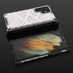 Silikon Hülle Handyhülle Ultra Dünn Flexible Schutzhülle 360 Grad Ganzkörper Tasche S03 für Samsung Galaxy S21 Ultra 5G Weiß