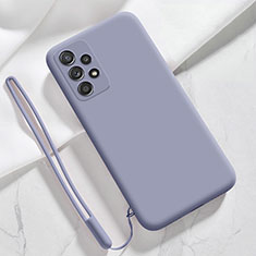 Silikon Hülle Handyhülle Ultra Dünn Flexible Schutzhülle 360 Grad Ganzkörper Tasche S04 für Samsung Galaxy A72 5G Lavendel Grau