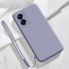 Silikon Hülle Handyhülle Ultra Dünn Flexible Schutzhülle 360 Grad Ganzkörper Tasche S05 für Oppo A56S 5G Lavendel Grau