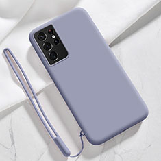 Silikon Hülle Handyhülle Ultra Dünn Flexible Schutzhülle 360 Grad Ganzkörper Tasche S05 für Samsung Galaxy S21 Ultra 5G Lavendel Grau