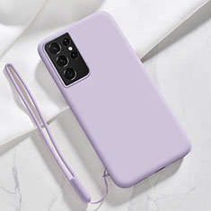 Silikon Hülle Handyhülle Ultra Dünn Flexible Schutzhülle 360 Grad Ganzkörper Tasche S05 für Samsung Galaxy S21 Ultra 5G Violett