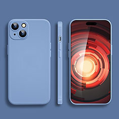 Silikon Hülle Handyhülle Ultra Dünn Flexible Schutzhülle 360 Grad Ganzkörper Tasche YK2 für Apple iPhone 15 Plus Lavendel Grau