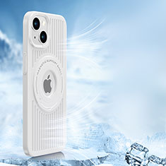 Silikon Hülle Handyhülle Ultra Dünn Flexible Schutzhülle Tasche mit Mag-Safe Magnetic Magnetisch AC1 für Apple iPhone 15 Plus Weiß