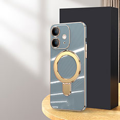 Silikon Hülle Handyhülle Ultra Dünn Flexible Schutzhülle Tasche mit Mag-Safe Magnetic Magnetisch C01 für Apple iPhone 12 Grau