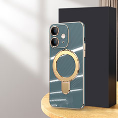 Silikon Hülle Handyhülle Ultra Dünn Flexible Schutzhülle Tasche mit Mag-Safe Magnetic Magnetisch C01 für Apple iPhone 12 Lavendel Grau