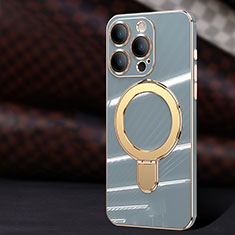 Silikon Hülle Handyhülle Ultra Dünn Flexible Schutzhülle Tasche mit Mag-Safe Magnetic Magnetisch C01 für Apple iPhone 12 Pro Grau