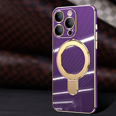 Silikon Hülle Handyhülle Ultra Dünn Flexible Schutzhülle Tasche mit Mag-Safe Magnetic Magnetisch C01 für Apple iPhone 12 Pro Max Violett