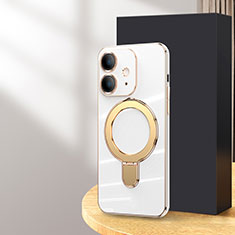 Silikon Hülle Handyhülle Ultra Dünn Flexible Schutzhülle Tasche mit Mag-Safe Magnetic Magnetisch C01 für Apple iPhone 12 Weiß