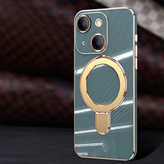 Silikon Hülle Handyhülle Ultra Dünn Flexible Schutzhülle Tasche mit Mag-Safe Magnetic Magnetisch C01 für Apple iPhone 14 Lavendel Grau