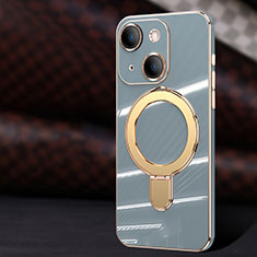 Silikon Hülle Handyhülle Ultra Dünn Flexible Schutzhülle Tasche mit Mag-Safe Magnetic Magnetisch C01 für Apple iPhone 14 Plus Grau