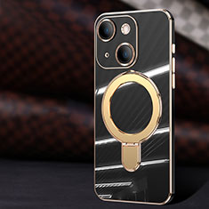 Silikon Hülle Handyhülle Ultra Dünn Flexible Schutzhülle Tasche mit Mag-Safe Magnetic Magnetisch C01 für Apple iPhone 14 Plus Schwarz