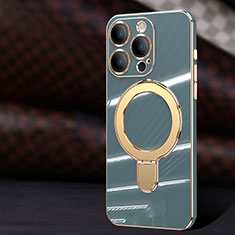 Silikon Hülle Handyhülle Ultra Dünn Flexible Schutzhülle Tasche mit Mag-Safe Magnetic Magnetisch C01 für Apple iPhone 14 Pro Lavendel Grau
