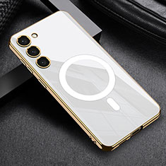 Silikon Hülle Handyhülle Ultra Dünn Flexible Schutzhülle Tasche mit Mag-Safe Magnetic Magnetisch für Samsung Galaxy S21 5G Weiß