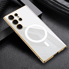 Silikon Hülle Handyhülle Ultra Dünn Flexible Schutzhülle Tasche mit Mag-Safe Magnetic Magnetisch für Samsung Galaxy S23 Ultra 5G Weiß